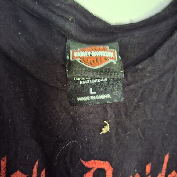 Harley-Davidson Women's Graphic T-shirt Skull, Wings & Roses Biker Motorcycle L - Picture 3 of 12